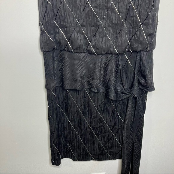 Francesca of Damon for starington black beaded silk dress size 8 - Picture 3 of 9